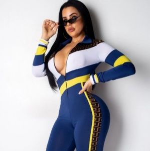 Casual Contrast Fitted Jumpsuit